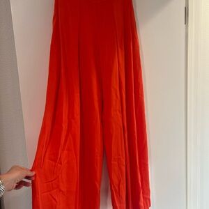 Vibrant Orange Wide Leg Pants